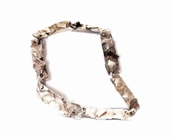 A One of a Kind 7 & 3/4" Handgefertigtes Jugendstil Layered Modernist Gliederarmband / Sterling Silber, 16,52 Gramm #3996