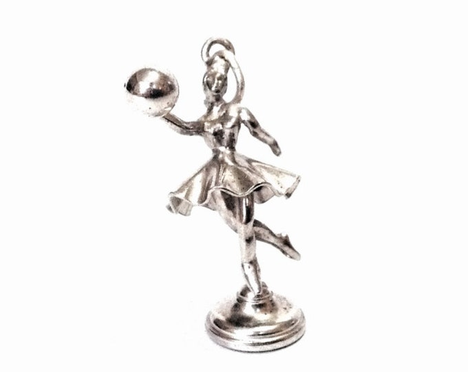 An Elegant Mid-Century Dancing Ballerina Charm-Pendant / Sterling Silver, 1x.6x.6", 1.71 Grams #4043