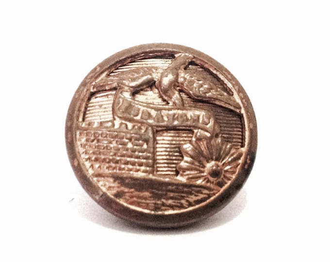 A Mid-Century USA Gold Corps of Engineers Essayons 24K gp Brass Military Uniform Button, .6x.6x.5", 2.05 Grams #4091