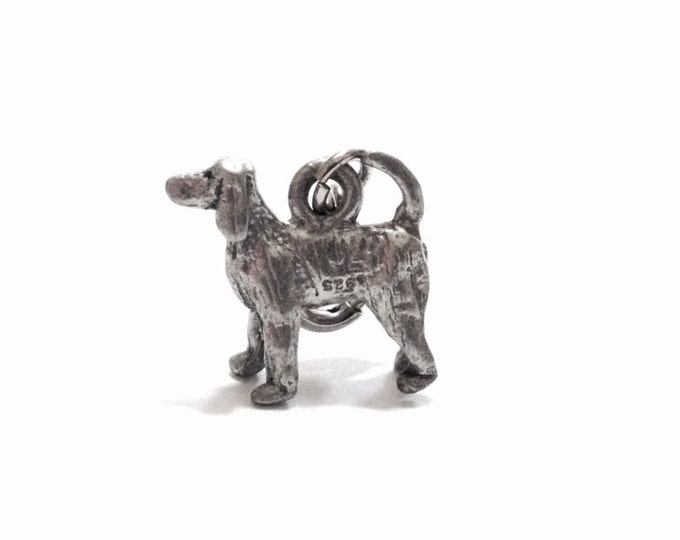 A Cute Mid-Century Intricate Dog Charm - Pendant / Sterling Silver w/ Spring Clasp Attachment, .75x.5x.25", 2.29 Grams #3804