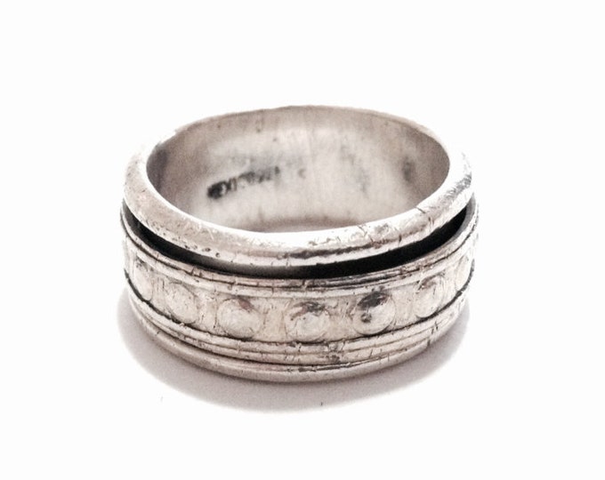 A Mid Century Mexican Doublet Stacked Spinning Ring / Sterling Silver, size 9.5, 9.38 Grams #3670