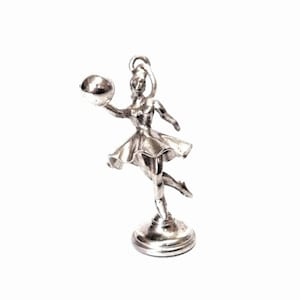 An Elegant Mid-Century Dancing Ballerina Charm-Pendant / Sterling Silver, 1x.6x.6&quot;, 1.71 Grams #4043