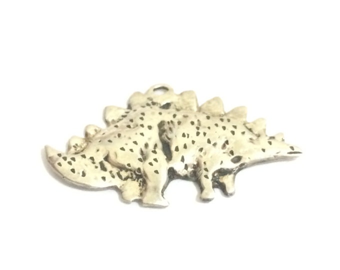 A Delicate 1930-40's Mexican Dinosaur Charm-Pendant / Sterling Silver , .5x1x.01", 3.21 Grams #4212