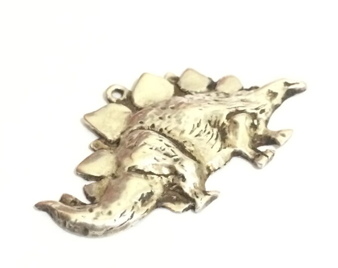 A Heavy 1930-40's Art Nouveau Mexican Dinosaur Charm-Pendant / Sterling Silver, 1.75x1x.1", 8.83 Grams #4210