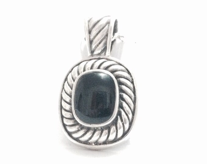 A Statement Mid Century Southwestern Solitaire Onyx Pendant on a 20" Sterling Cable Chain, Spring Clasp, 2x1x.25" Pendant, 21.67 Grams #3709