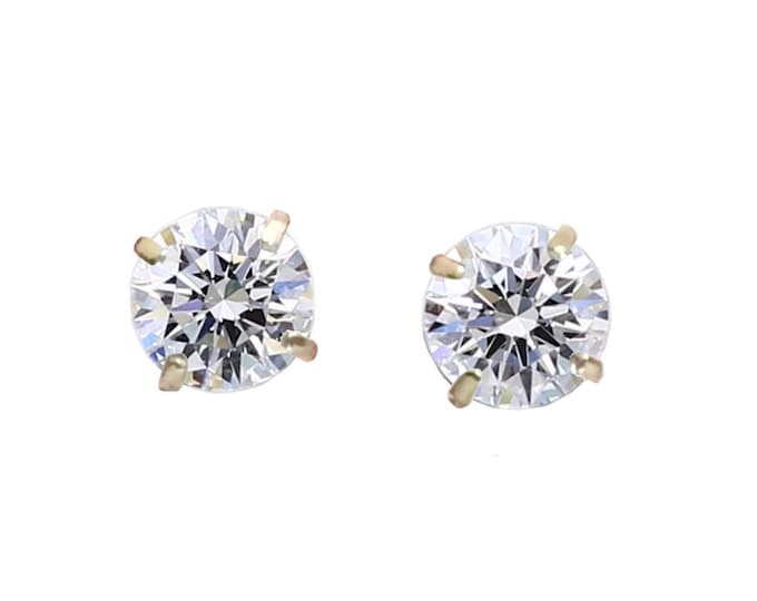 A 1/2 TCW Pair Of Round Brilliant Diamond Stud Earrings In Yellow Gold By C. L. Lewis, Screw-Backs (IDEAL-VS2-G)+GIA Diamond Dossier's #C79