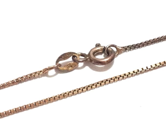 An 18" Early 1930-40's 24K gp Briollete-Box Chain Necklace / Sterling Silver, Spring Clasp, 2.05 Grams #3387