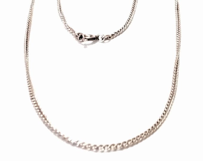 An 18" Mid Century Italian Curb-Gourmette Chain Necklace / Sterling Silver, Spring Clasp, 2.68 Grams #3863