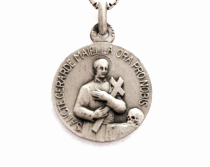 A 1930's Sancte Gerarde Maiella Ora Pro Nobis (St. of Expecting Mothers) Italian Charm/Pendant/Sterling Silver, 1x.75x.25", 3.25 Grams #3374