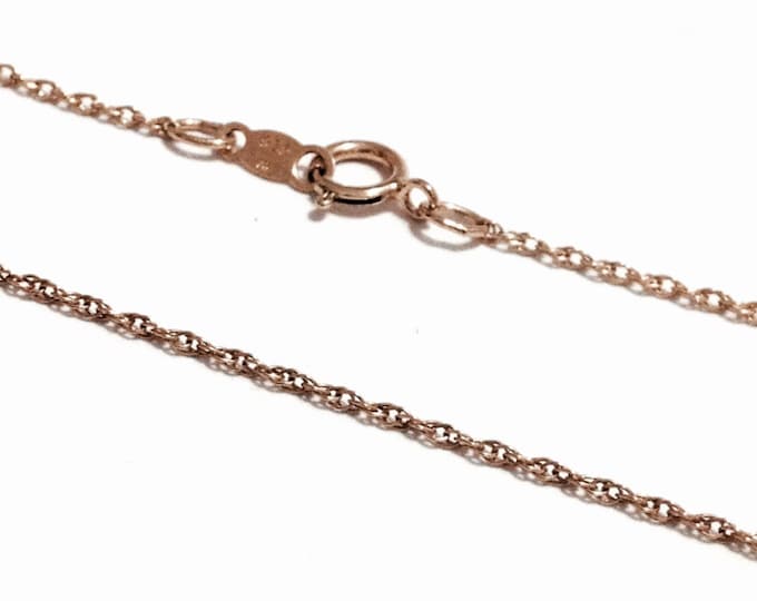 An 18" Solid 22KT gp Mid-Century italian Designer Twisted Rope Chain Necklace / Sterling Silver , Spring Clasp, 1.06 Grams #3534