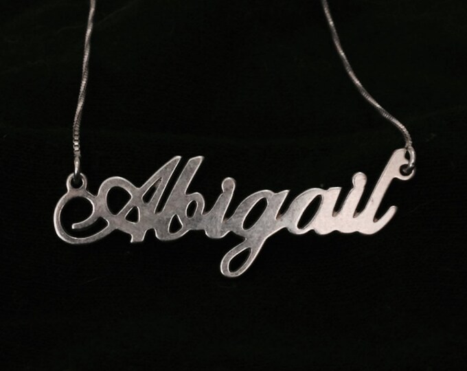 A 17" "Abigail" Monogram Charm Necklace - Box Chain / Sterling Silver, Spring Clasp, 3.7 grams #3867