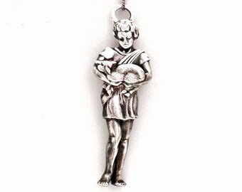 Lunt art nouveau Christmas angel-cherub (ornament-pendant) in solid sterling silver, 3x1x.3", 36.8 Grams #3433