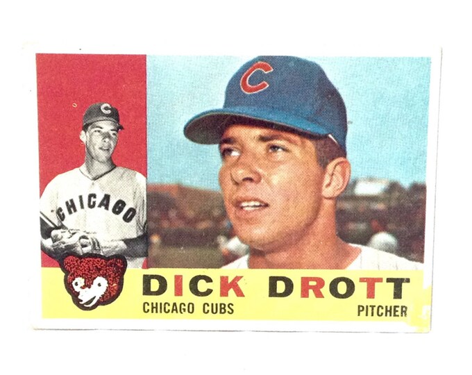 Dick Drott, Chicago Cubs Pitcher, #27 Topps 1960 Collector's Trading Baseball Card, 3.5x2.5" #3969