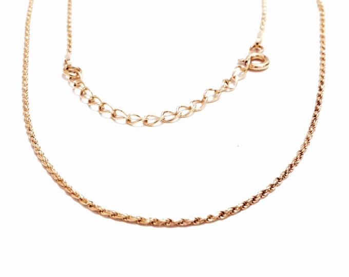 An 18-20" Mid Century French Rope Chain Necklace, 24KT Gold Plate / Sterling Silver, Spring Clasp, 2.65 Grams #3515