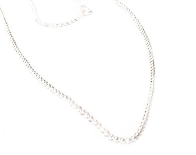 A 14K White Gold Elegant Ball-Bead Chain Necklace, (1mm) - w/ A Spring-Ring Clasp, (18, 24) " #C66