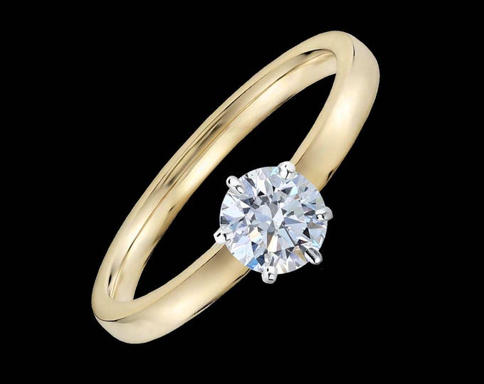 Diamond Engagement Ring / Lewi's 1/2 carat GIA certified diamond engagement ring in 18k yellow gold and 950 platinum prongs.