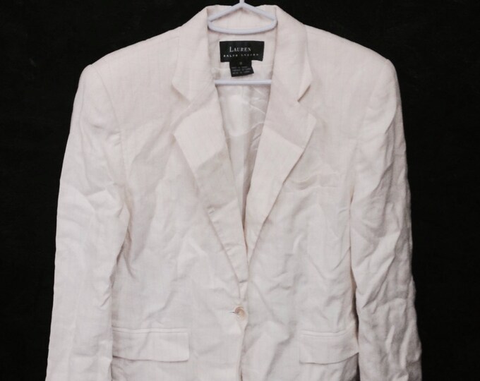 Elegant White Linen Blouse, Jones New York White Linen Blouse size 4, #2307