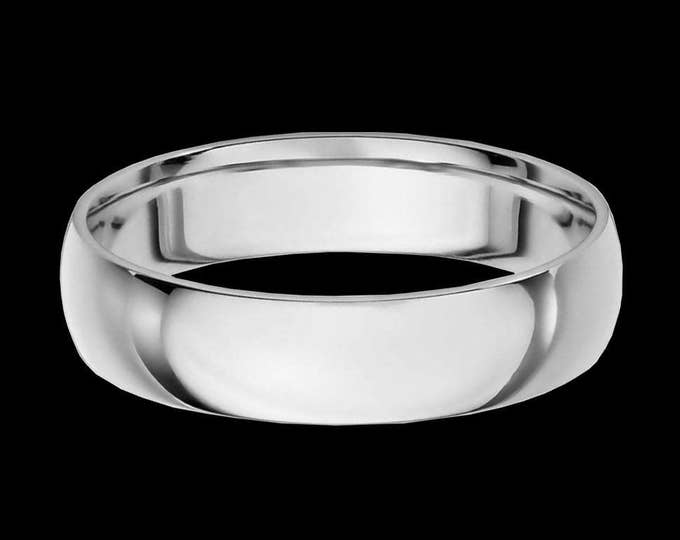 A 5MM Sleek 14K Bold Reflection Band in White or Yellow Gold #C96