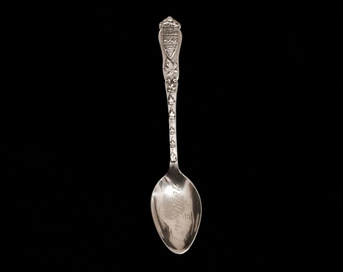 An Ornate 1930's Art Nouveau Canadian Falling Leaf B.M. co Designer Demitasse Spoon / Sterling Silver, 6.8 Grams, 9x2x.5 (CM) #4250