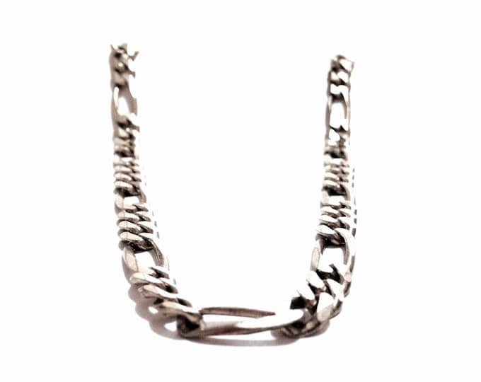 A Heavy Mid-Century 24" Italian Figarucci Chain Necklace / Sterling Silver, 1/4" Thick, Spring Clasp, 45.1 Grams #3580
