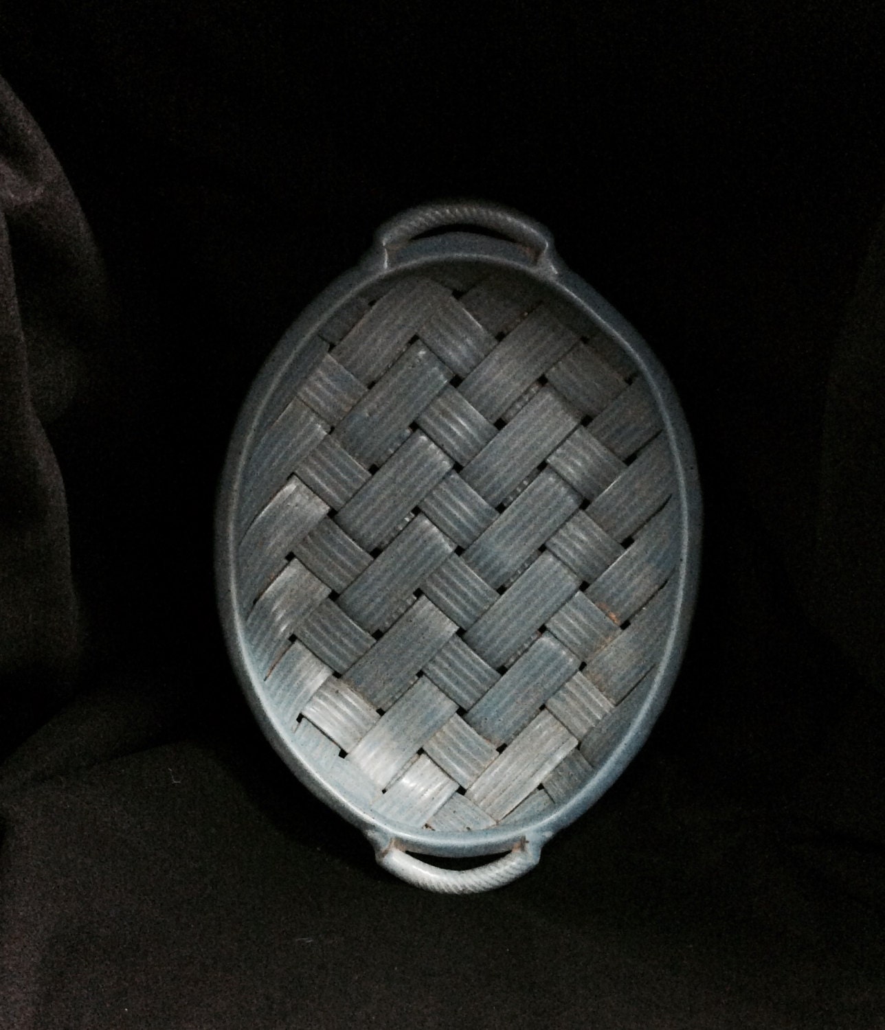 Vintage Ceramic Woven Basket designed by Parmentier, in good condition