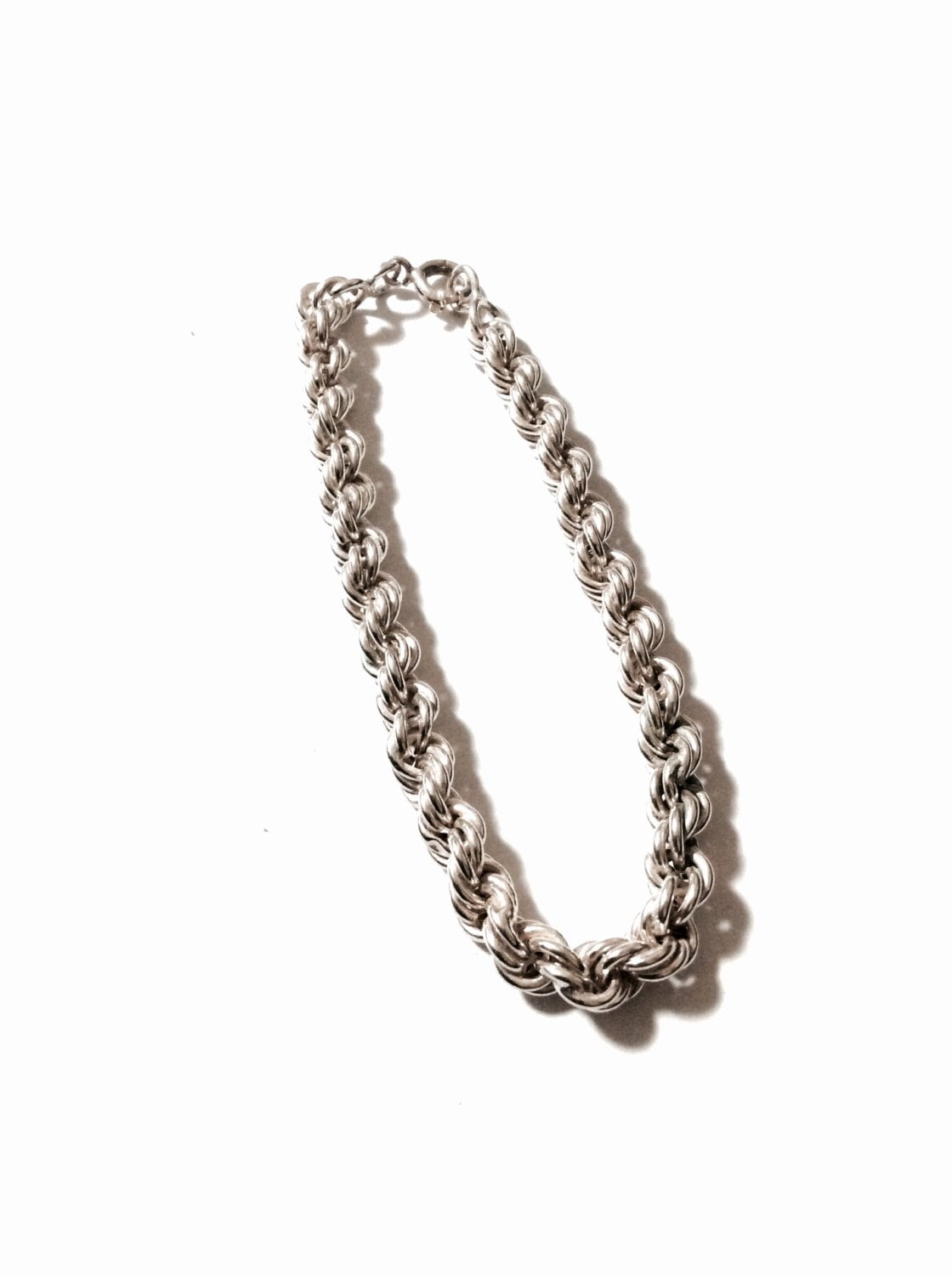 Heavy 8 French Rope Chain Bracelet, Solid Sterling Silver, Vintage French Jewelry, 11.92Grams 2510