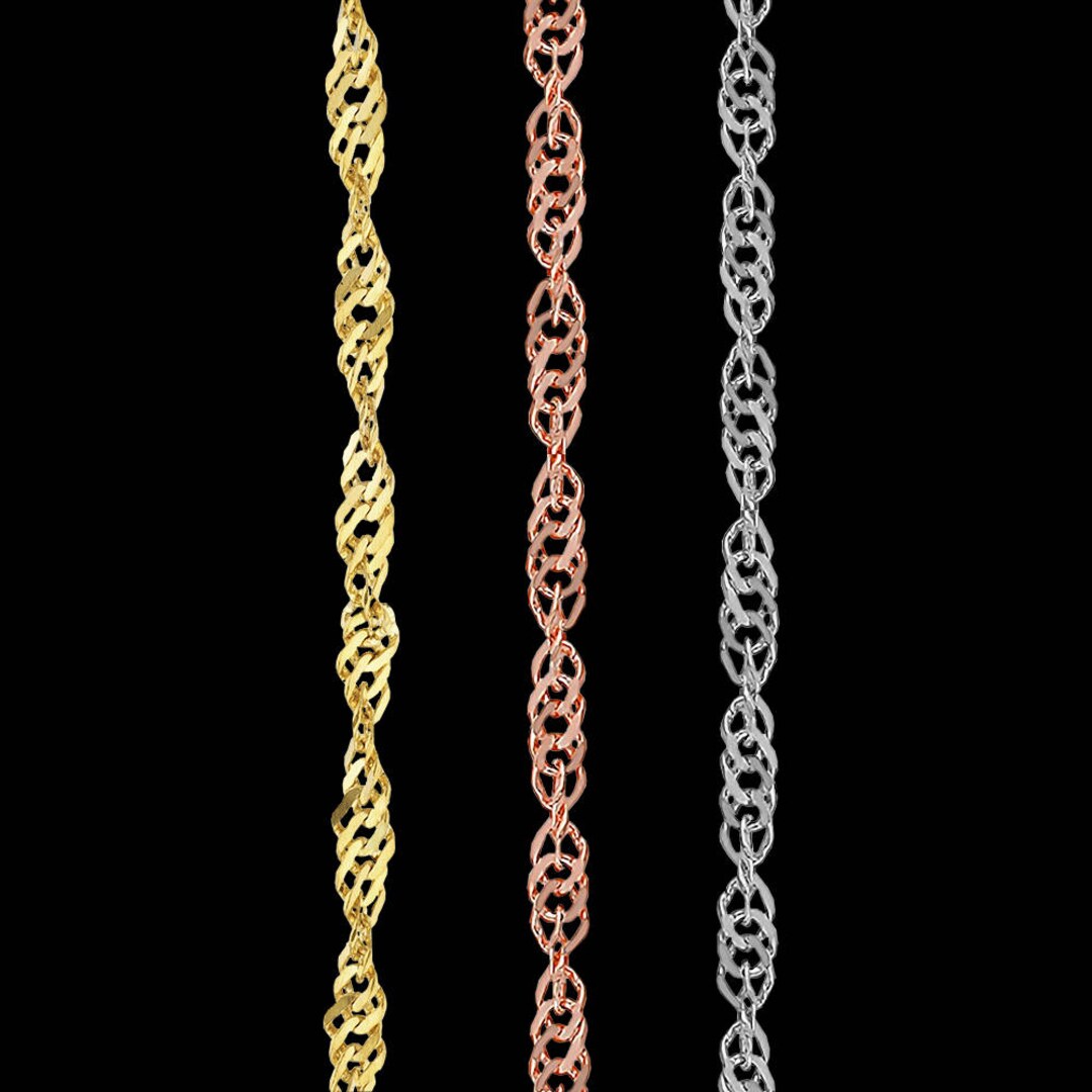 Twisted Diamond Link Chain Necklace in 10k Yellow, White, or Rose Gold
