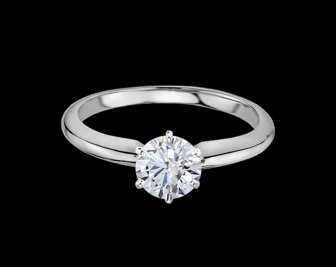 Lewi's classic 1ct six prong solitaire engagement ring in 14k white gold