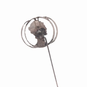 A Handmade 1940's Art Nouveau Crafted Dime Stick-Hat Pin / Sterling Silver, 3x.75x.25, 2.28 Grams 3348 image 5