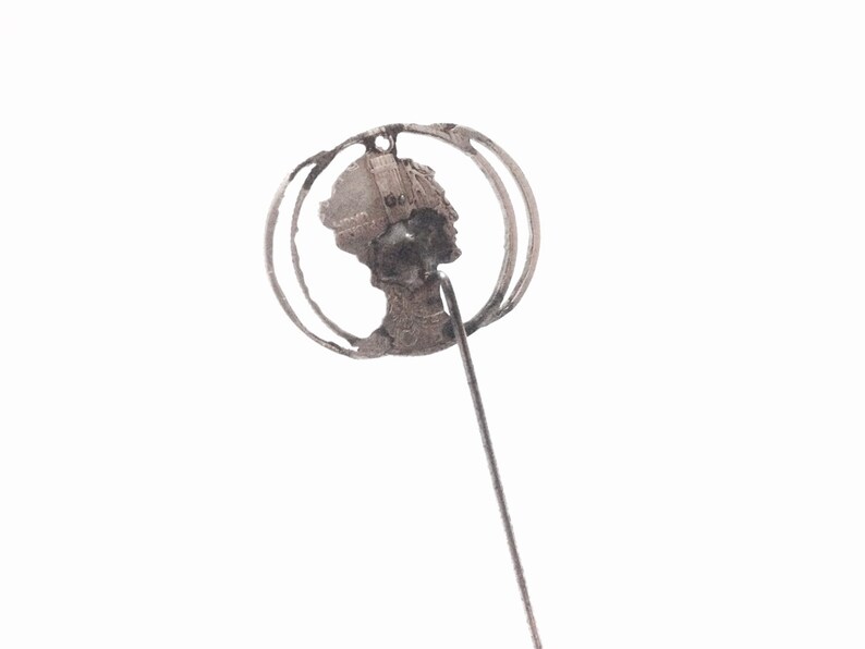 A Handmade 1940's Art Nouveau Crafted Dime Stick-Hat Pin / Sterling Silver, 3x.75x.25, 2.28 Grams 3348 image 5