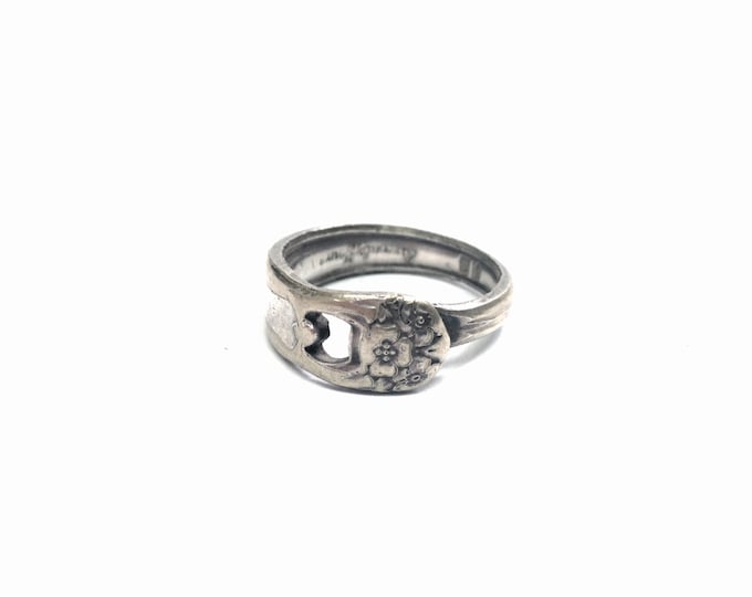 Mid Century Handmade Art Nouveau Designer Roger's Bros IS Silver Eternally Yours, (Open Band) USA Ring Size 8, 4.31 #1407