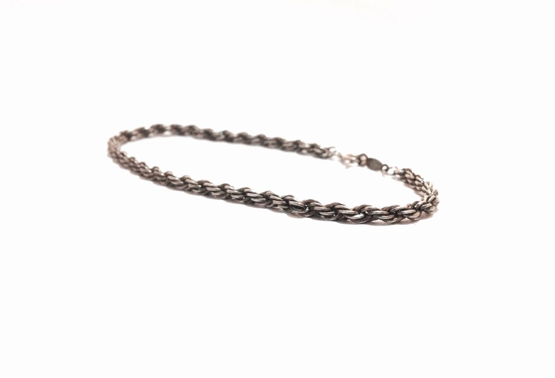 A 7.5 Mid Century French Rope Chain Bracelet / Sterling Silver, Spring Clasp, 5.3 Grams, 3292 Etsy