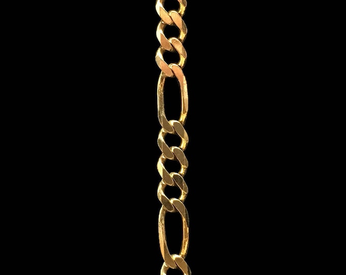 Figaro link chain necklace in 10k yellow gold, 1.70mm, spring ring clasp, 16, 18, 20, 22 or 24 inches.