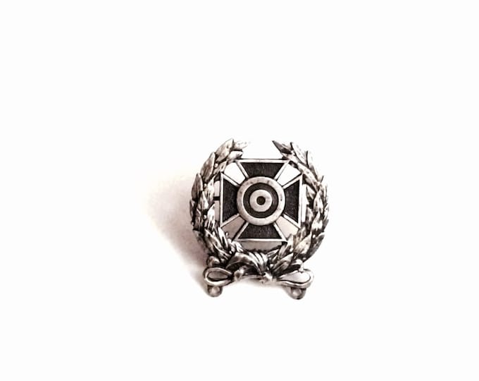 A USA WWII Era Expert Shooting Badge - Sterling Silver - Marksman Medal Bar - Pin - 1x1.25x.25", 8.98Grams, #2674