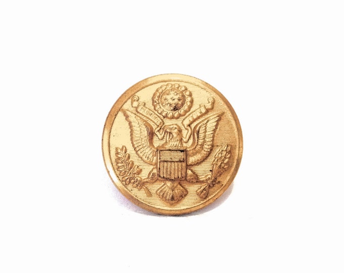 A Mid Century Century Scovill MF'G CO. Waterbury USA Army General Staff Brass Coat of Arms Button, 1x1x.5", 4.18 Grams #4022