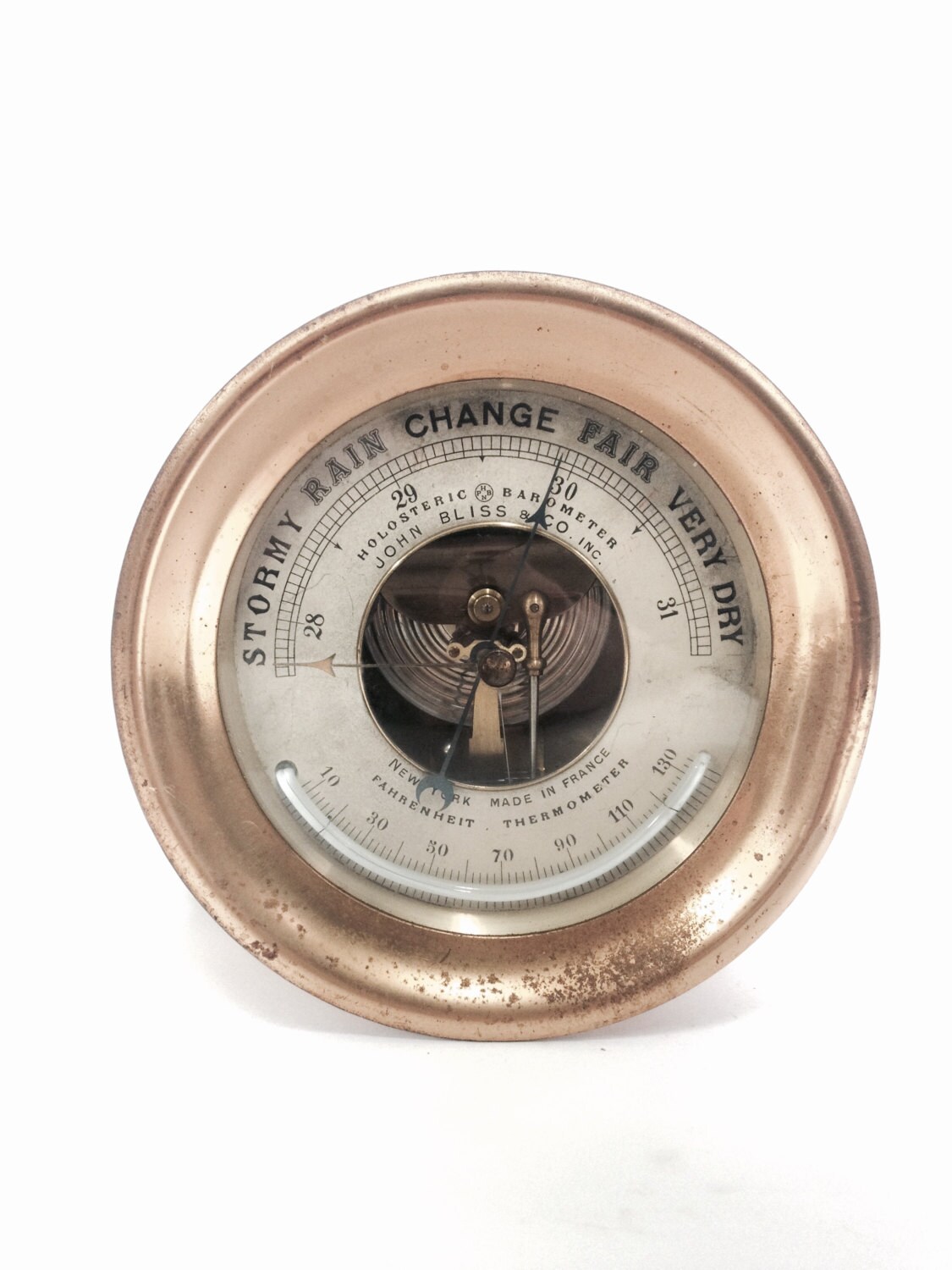 Early 1900's Holosteric PHBN Barometer & Thermometer, NYC, Made In