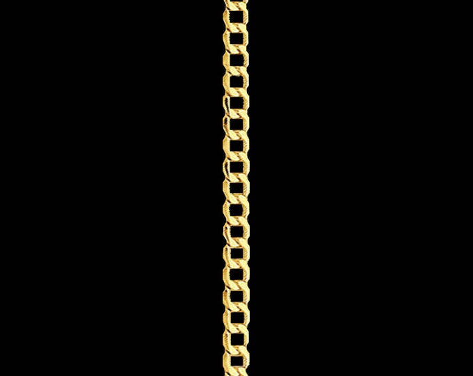 Cuban link chain necklace in 14k yellow gold, 2.0mm, lobster clasp; 16, 18, 20, 22 or 24 inches.