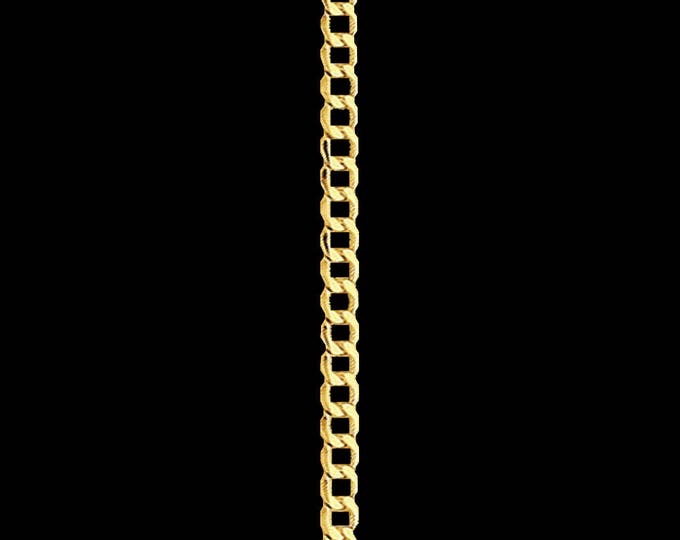 Cuban link chain necklace in 14k yellow gold, 2.0mm, lobster clasp; 16, 18, 20, 22 or 24 inches.