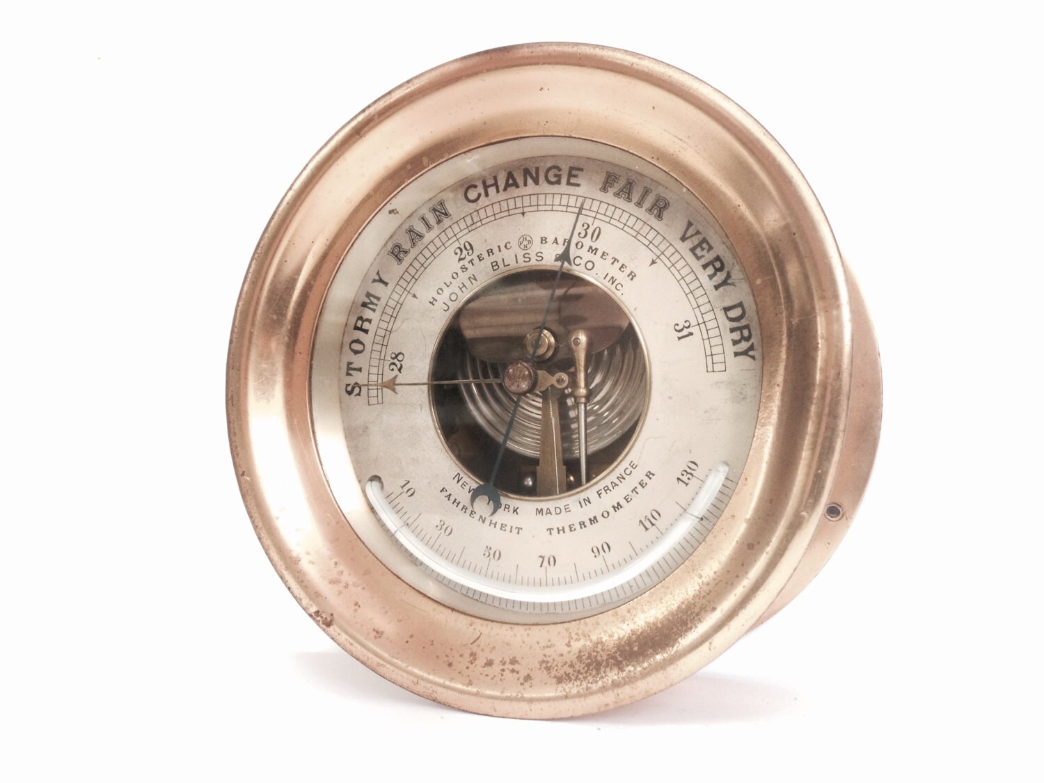 Early 1900's Holosteric PHBN Barometer & Thermometer, NYC, Made In