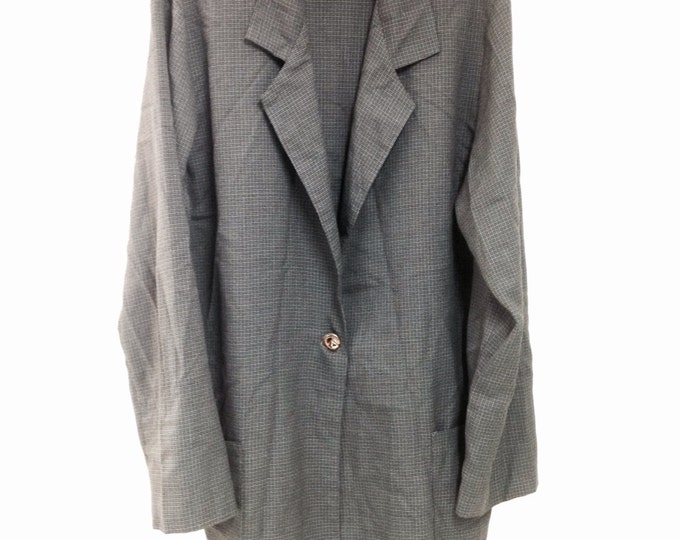 Unisex Checkered Unstructered Blazer, Blue and Grey Alice Stuart Blazer, #2308