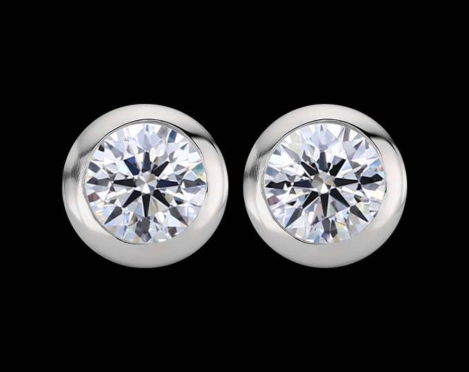 0.46 total carat weight, F color, EX cut, VS1 clarity, GIA certified diamonds in white gold or platinum.