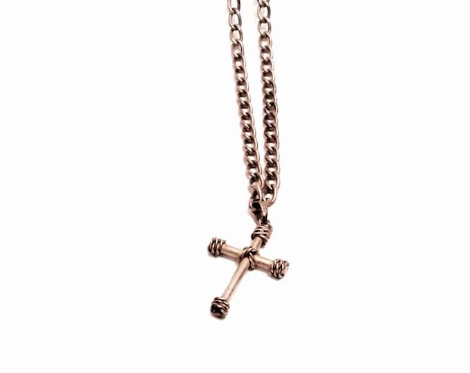 A Mid-Century Art Nouveau Antique Designer JBA Sterling Silver Cross/Crucifix Medallion on a 26" Thick Sterling Chain, 26.58Grams, #2735