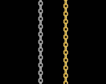 Enlace de cable collar de cadena en oro amarillo o blanco 14k, 1.0mm, cierre de reasa; 40.64, 45.72, 50.80, o 55.88 centímetros.
