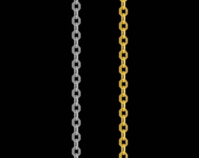 Cable link chain necklace in 14k yellow or white gold, 1.0mm, spring ring clasp; 16, 18, 20 or 22 inches.