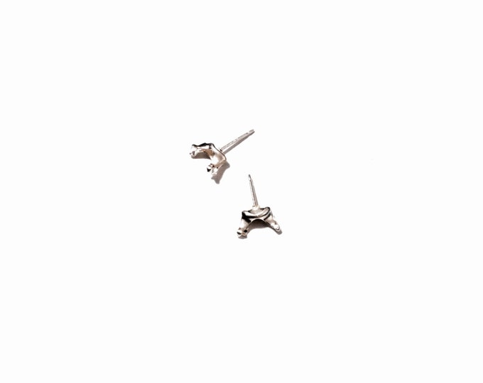 Pair of Sterling Silver Stud Earrings W/ Open .25" Tall Settings, 1MM Posts, Jewelry Craft/Making, pair weighs .31 Grams #2442