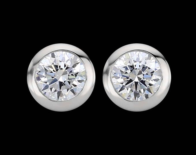 0.46 total carat weight, F color, EX cut, VS2 clarity, GIA certified diamonds in white gold or platinum.