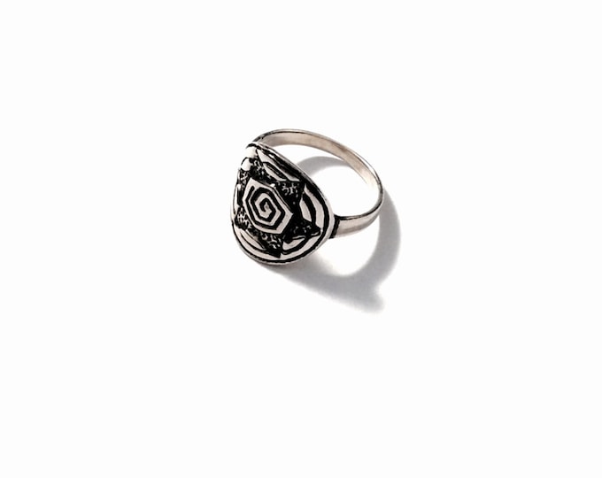 Unique Modernist Spiraling-Star, Sterling Silver Ring, USA Size 9, 5.43Grams #2591