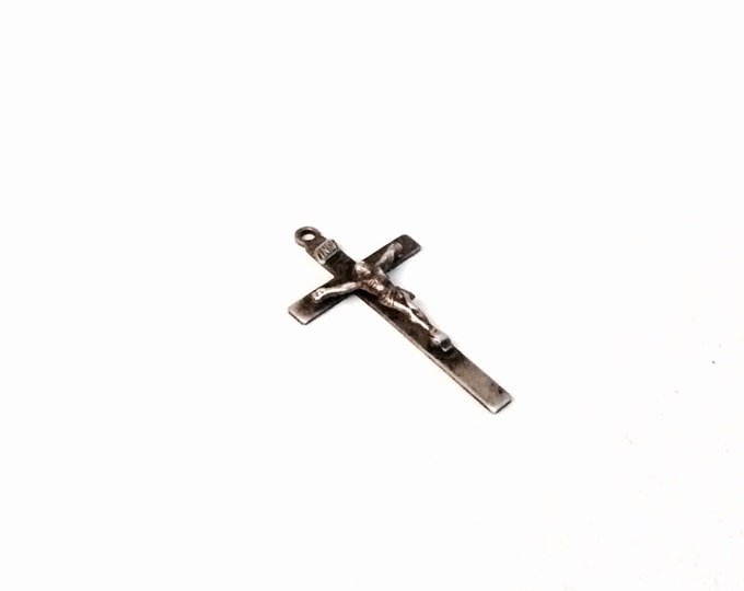 A Mid Century Designer CATAMORE Cross-Crucafix / Sterling Silver, 2x1", 2.63Grams, #2489