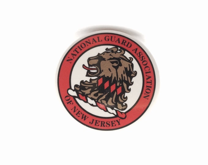 Mid Century Lion NGA Pin, New Jersey National Guard Association, Mint Condition Collectible, 1.5" diameter, 5.1 Grams #1485