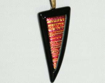 Dichroic Triangle Pendant in black, red & gold